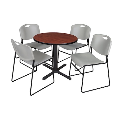 Cain Round Table & Chair Set, Wood, Metal, Polypropylene Top MPN:TB30RNDCH44GY