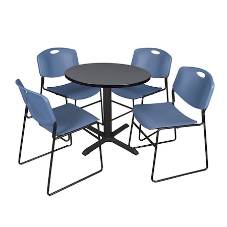 Cain Round Table & Chair Set, Wood, Metal, Polypropylene Top, Grey MPN:TB30RNDGY44BE