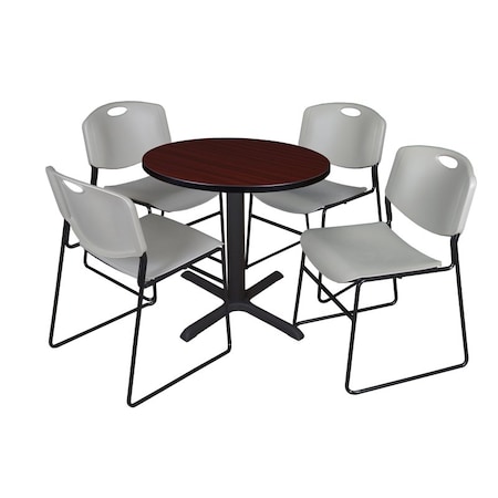 Cain Round Table & Chair Set, Wood, Metal, Polypropylene Top MPN:TB30RNDMH44GY