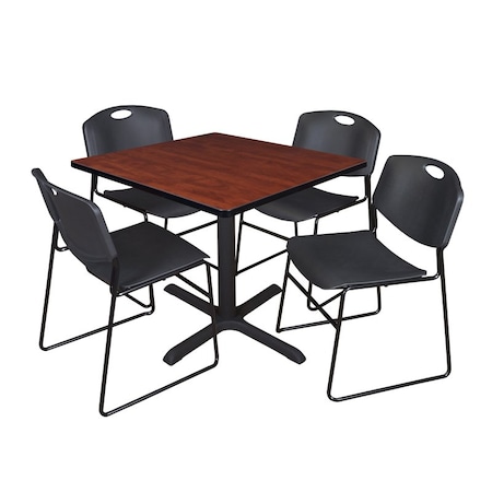 Cain Square Table & Chair Set, Wood, Metal, Polypropylene Top MPN:TB3636CH44BK