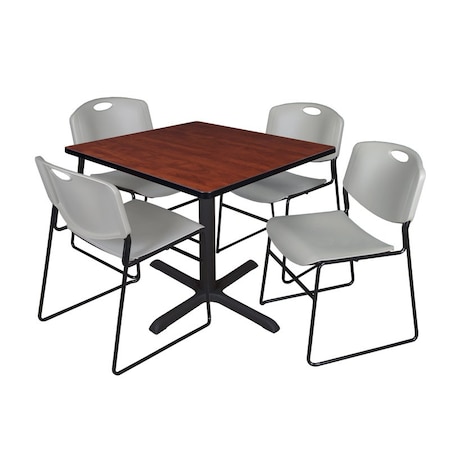 Cain Square Table & Chair Set, Wood, Metal, Polypropylene Top MPN:TB3636CH44GY