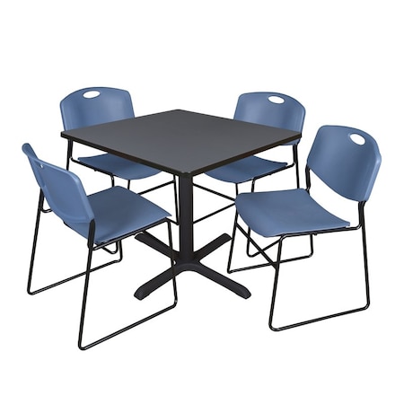 Cain Square Table & Chair Set, Wood, Metal, Polypropylene Top MPN:TB3636GY44BE