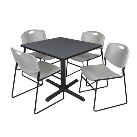 Cain Square Table & Chair Set, Wood, Metal, Polypropylene Top MPN:TB3636GY44GY