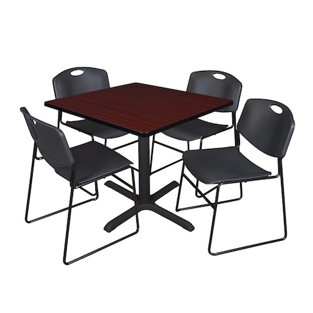 Cain Square Table & Chair Set, Wood, Metal, Polypropylene Top MPN:TB3636MH44BK