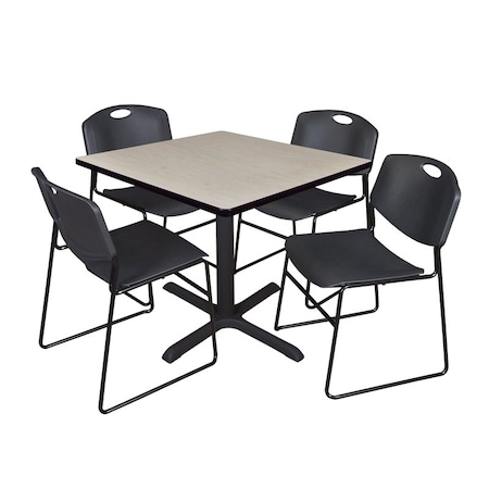 Cain Square Table & Chair Set, Wood, Metal, Polypropylene Top MPN:TB3636PL44BK