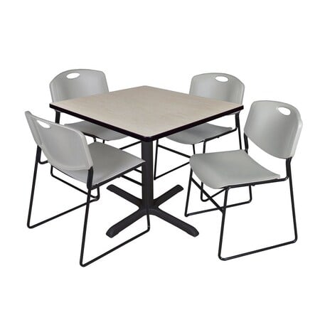 Cain Square Table & Chair Set, Wood, Metal, Polypropylene Top MPN:TB3636PL44GY