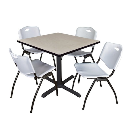 Cain Square Table & Chair Set, Wood, Metal, Plastic Top, Maple MPN:TB3636PL47GY