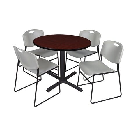 Cain Round Table & Chair Set, Wood, Metal, Polypropylene Top MPN:TB36RNDMH44GY