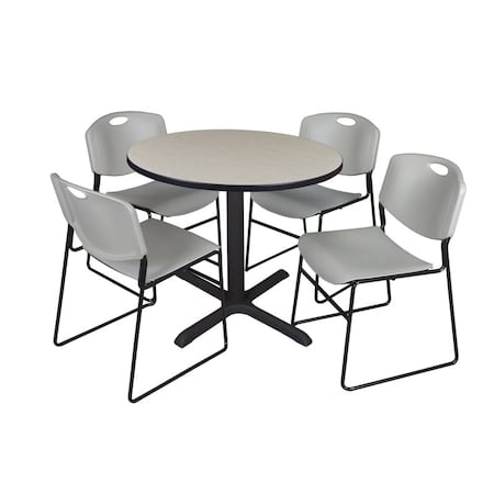 Cain Round Table & Chair Set, Wood, Metal, Polypropylene Top MPN:TB36RNDPL44GY