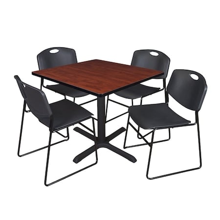 Cain Square Table & Chair Set, Wood, Metal, Polypropylene Top MPN:TB4242CH44BK