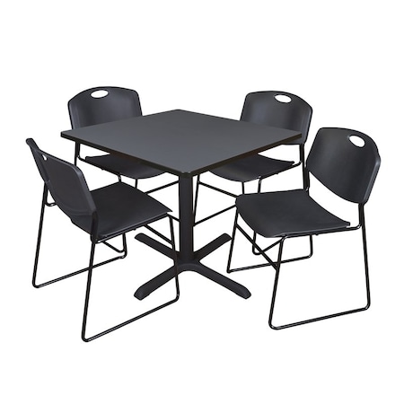 Cain Square Table & Chair Set, Wood, Metal, Polypropylene Top MPN:TB4242GY44BK