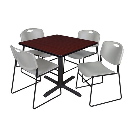 Cain Square Table & Chair Set, Wood, Metal, Polypropylene Top MPN:TB4242MH44GY