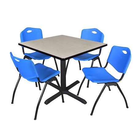 Cain Square Table & Chair Set, Wood, Metal, Plastic Top, Maple MPN:TB4242PL47BE