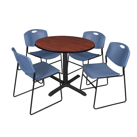 Cain Round Table & Chair Set, Wood, Metal, Polypropylene Top MPN:TB42RNDCH44BE