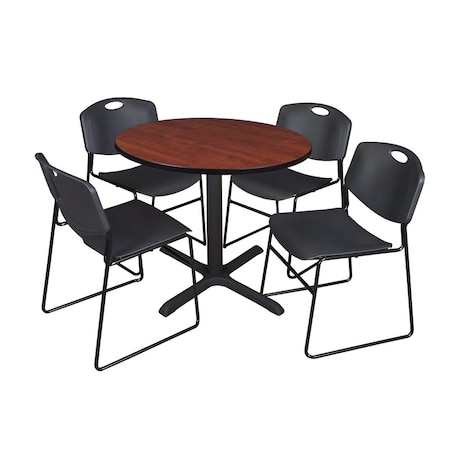Cain Round Table & Chair Set, Wood, Metal, Polypropylene Top MPN:TB42RNDCH44BK