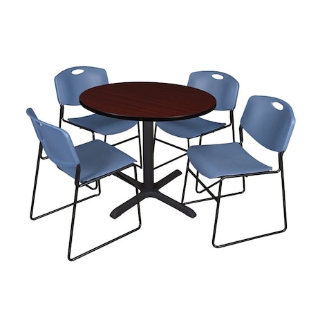 Cain Round Table & Chair Set, Wood, Metal, Polypropylene Top MPN:TB42RNDMH44BE