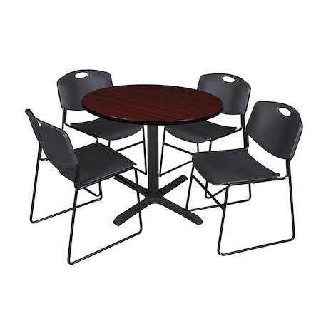 Cain Round Table & Chair Set, Wood, Metal, Polypropylene Top MPN:TB42RNDMH44BK