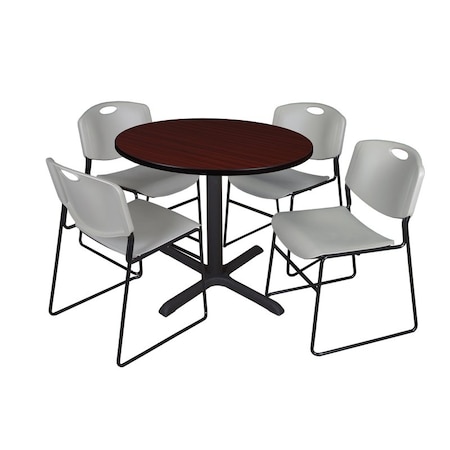 Cain Round Table & Chair Set, Wood, Metal, Polypropylene Top MPN:TB42RNDMH44GY