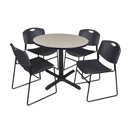 Cain Round Table & Chair Set, Wood, Metal, Polypropylene Top MPN:TB42RNDPL44BK