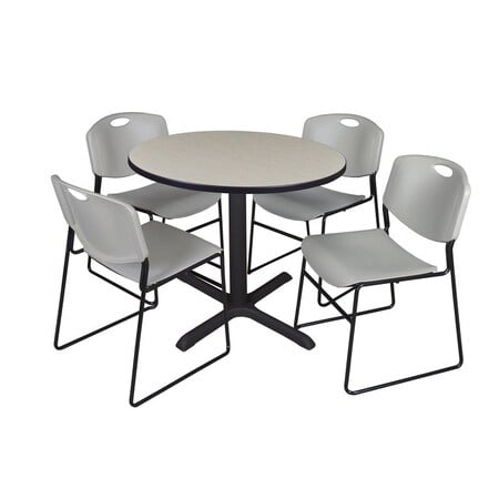 Cain Round Table & Chair Set, Wood, Metal, Polypropylene Top MPN:TB42RNDPL44GY