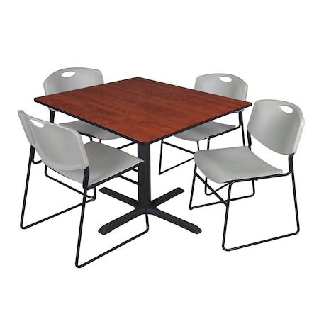 Cain Square Table & Chair Set, Wood, Metal, Polypropylene Top MPN:TB4848CH44GY