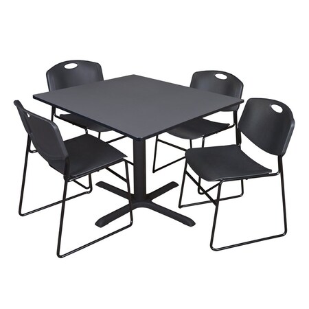Cain Square Table & Chair Set, Wood, Metal, Polypropylene Top MPN:TB4848GY44BK