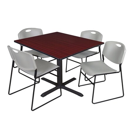Cain Square Table & Chair Set, Wood, Metal, Polypropylene Top MPN:TB4848MH44GY