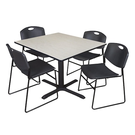 Cain Square Table & Chair Set, Wood, Metal, Polypropylene Top MPN:TB4848PL44BK