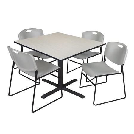 Cain Square Table & Chair Set, Wood, Metal, Polypropylene Top MPN:TB4848PL44GY