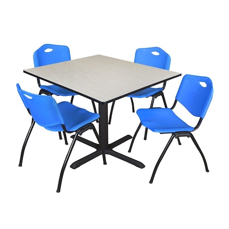 Cain Square Table & Chair Set, Wood, Metal, Plastic Top, Maple MPN:TB4848PL47BE