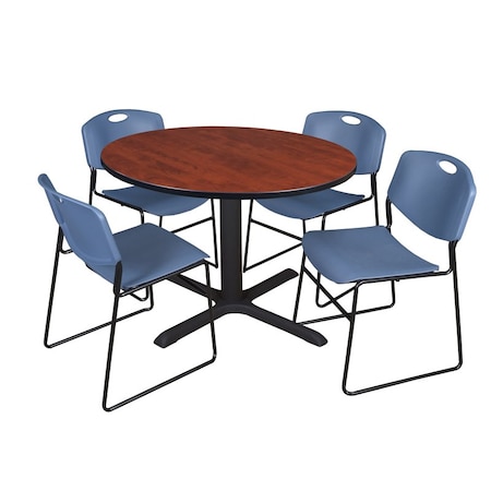 Cain Round Table & Chair Set, Wood, Metal, Polypropylene Top MPN:TB48RNDCH44BE