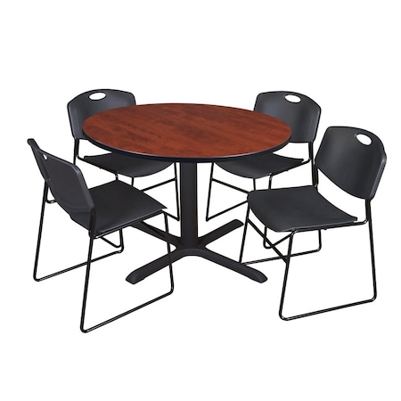 Cain Round Table & Chair Set, Wood, Metal, Polypropylene Top MPN:TB48RNDCH44BK