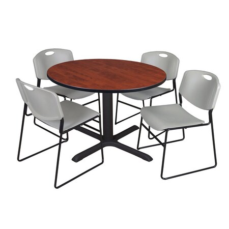 Cain Round Table & Chair Set, Wood, Metal, Polypropylene Top MPN:TB48RNDCH44GY