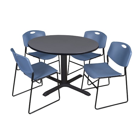 Cain Round Table & Chair Set, Wood, Metal, Polypropylene Top, Grey MPN:TB48RNDGY44BE