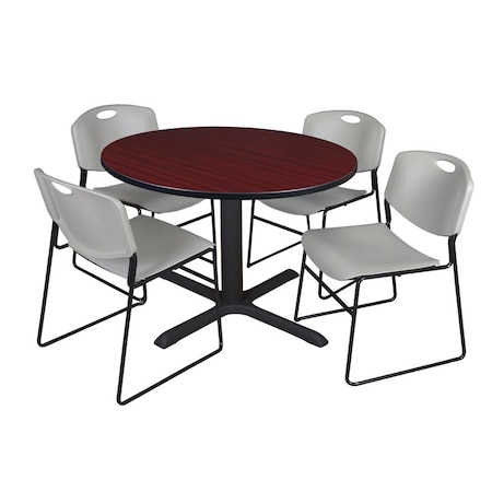 Cain Round Table & Chair Set, Wood, Metal, Polypropylene Top MPN:TB48RNDMH44GY