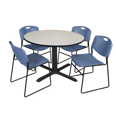 Cain Round Table & Chair Set, Wood, Metal, Polypropylene Top MPN:TB48RNDPL44BE