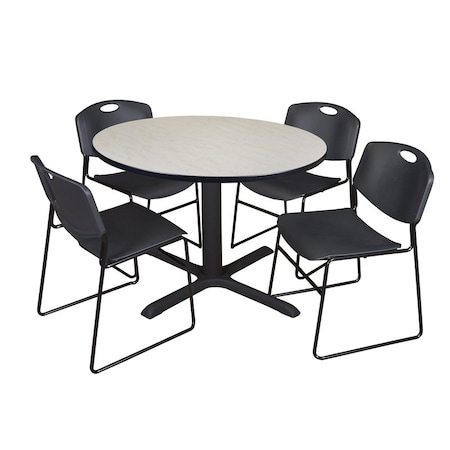 Cain Round Table & Chair Set, Wood, Metal, Polypropylene Top MPN:TB48RNDPL44BK