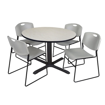 Cain Round Table & Chair Set, Wood, Metal, Polypropylene Top MPN:TB48RNDPL44GY