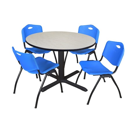 Cain Round Table & Chair Set, Wood, Metal, Plastic Top, Maple MPN:TB48RNDPL47BE