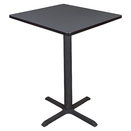 Square Cain Cafe Table, Wood, Metal Top, Grey MPN:TCB3030GY