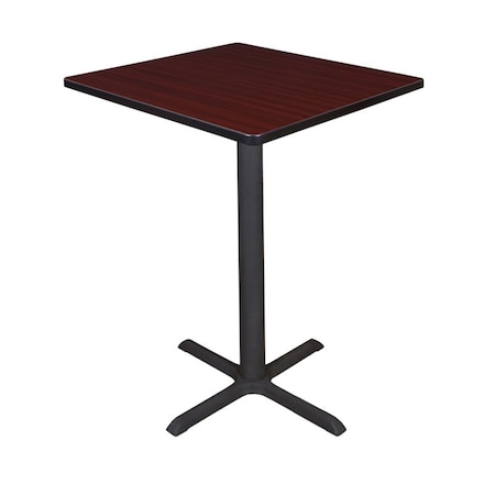 Cain Cafe Tables, 30 W, 30 L, 42 H, Wood, Metal Top, Mahogany MPN:TCB3030MH