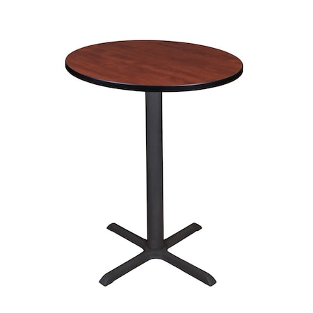 Cain Cafe Tables, 30 W, 30 L, 42 H, Wood, Metal Top, Cherry MPN:TCB30RNDCH