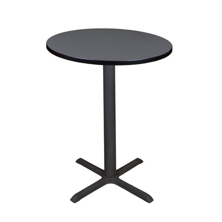 Cain Cafe Tables, 30 W, 30 L, 42 H, Wood, Metal Top, Grey MPN:TCB30RNDGY