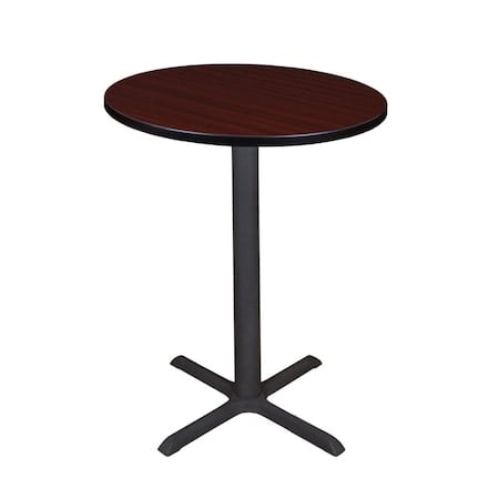 Cain Cafe Tables, 30 W, 30 L, 42 H, Wood, Metal Top, Mahogany MPN:TCB30RNDMH