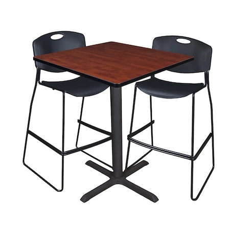 Cain Cafe Table & Chair Set, 36 W, 36 L, 42 H, Cherry MPN:TCB3636CH4495BK