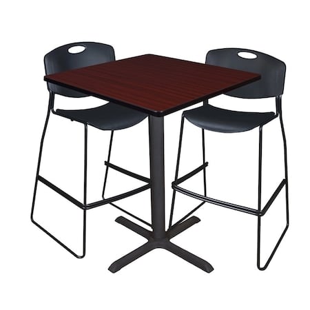 Cain Cafe Table & Chair Set, 36 W, 36 L, 42 H, Mahogany MPN:TCB3636MH4495BK