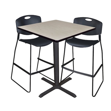 Cain Cafe Table & Chair Set, 36 W, 36 L, 42 H, Maple MPN:TCB3636PL4495BK