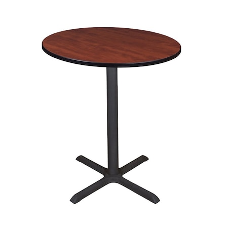 Cain Cafe Table, 36 W, 36 L, 42 H, Wood, Metal Top, Cherry MPN:TCB36RNDCH