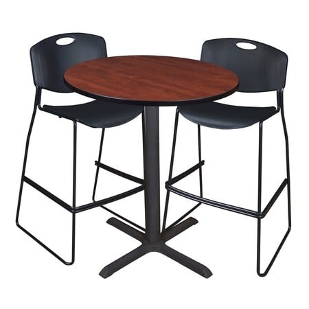 Cain Cafe Table & Chair Sets, 36 W, 36 L, 42 H, Cherry MPN:TCB36RNDCH4495BK