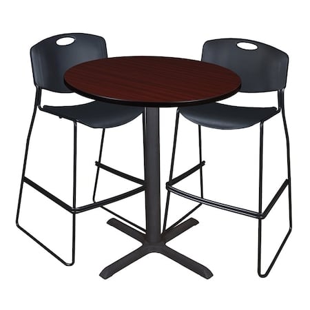 Cain Caf e Table & Chair Sets, 36 W, 36 L, 42 H, Mahogany MPN:TCB36RNDMH4495BK